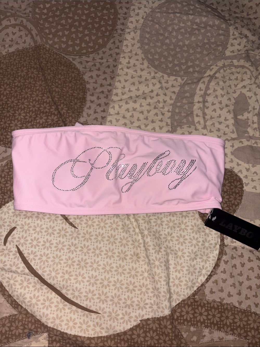 PLAYBOY Pink Rhinestone Script Bandeau